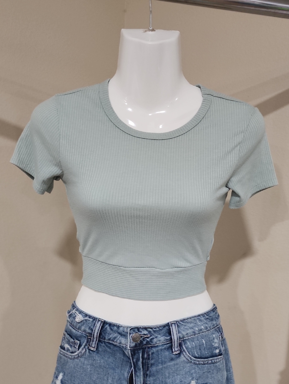 Windsor Light Green Tie-Back Crop Top
